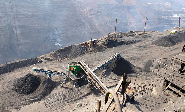 Open-pit Mine with Earth Mover with stones